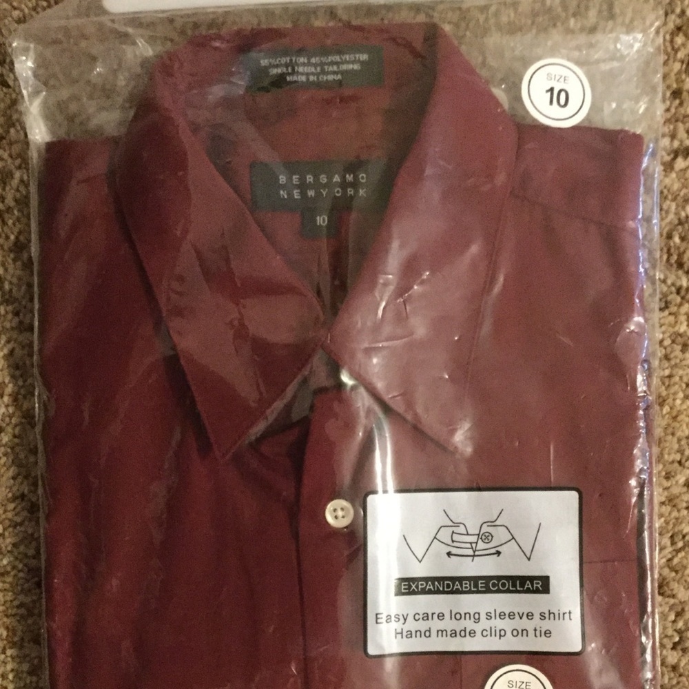Bergamo NY Dress Shirt Boys Size 10 LS SEALED!!